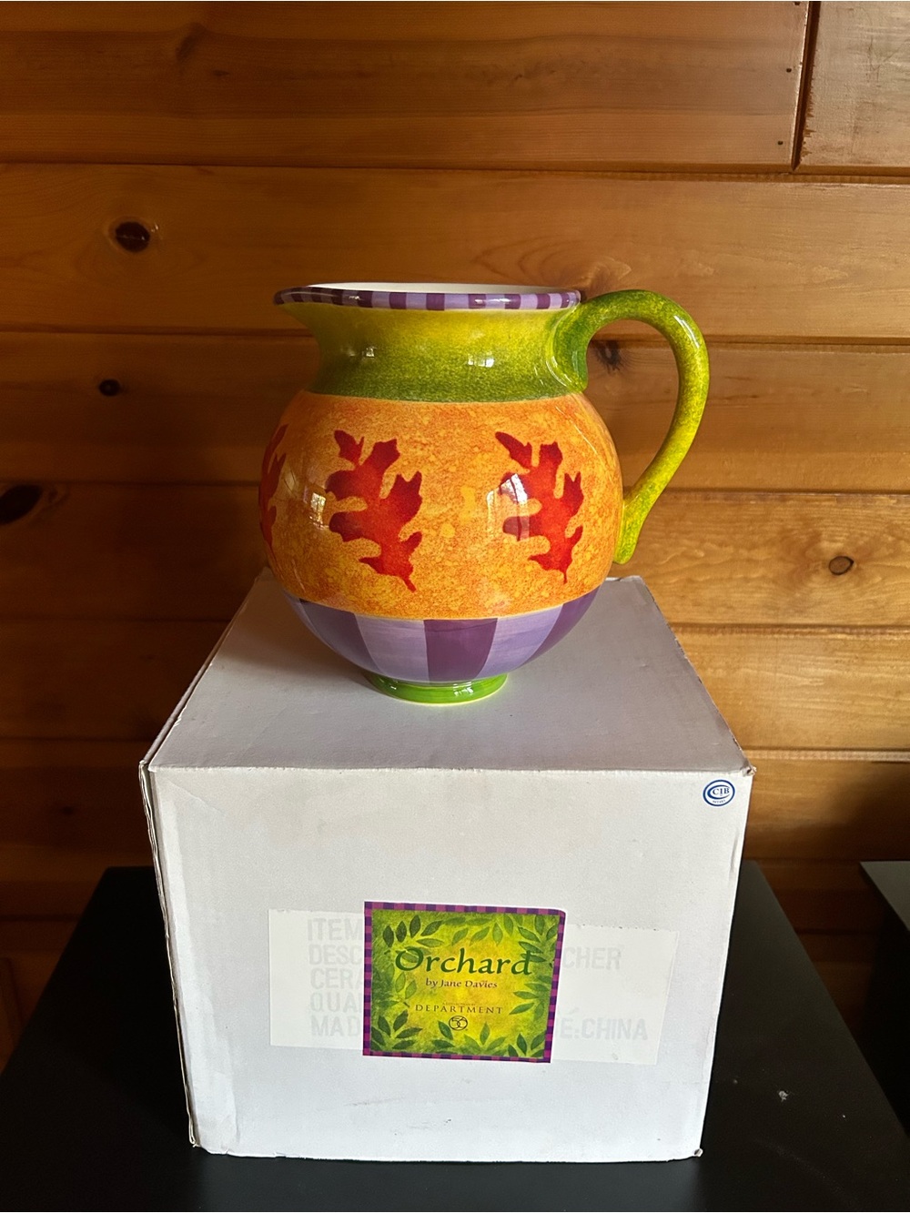 Department 56 Colorful Decorative Fall 🍁Ceramic Pitcher - Orange, Green, Purple